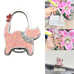 Novuxy® Cat-Shaped No-Trace Metal Bag Hooks, Portable Handbag Hanger For Office Desk, Women Shoulder Bag