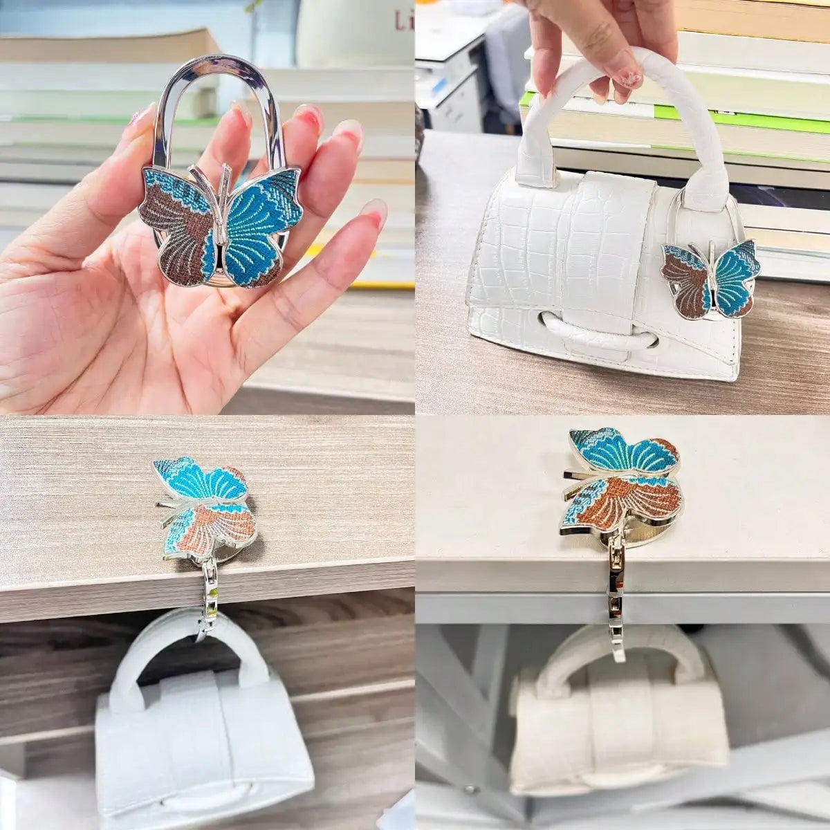 Novuxy® Butterfly Shaped Bag Holder Hook, Table Edge/Desk Top Organizer, Purse/Handbag Hanger, Gift Item