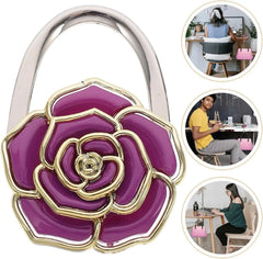 Novuxy® Purse Hook Purple Rose Handbag Holder Hook Foldable Handbag Hanger Bag Storage Decor Giftware for Women