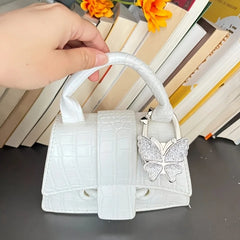 Novuxy® Elegant Foldable Butterfly Bag Hook for Women - Sparkling Metal Handbag Hanger, Portable Space-Saving Wall & Desktop Organizer