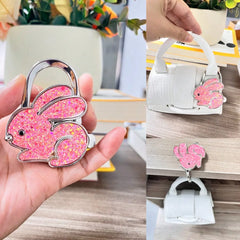 Novuxy® Rabbit Shaped Folding Hanging Hook, Desk Edge Bag Hanger, Rabbit Bag Hanger & Key Hook