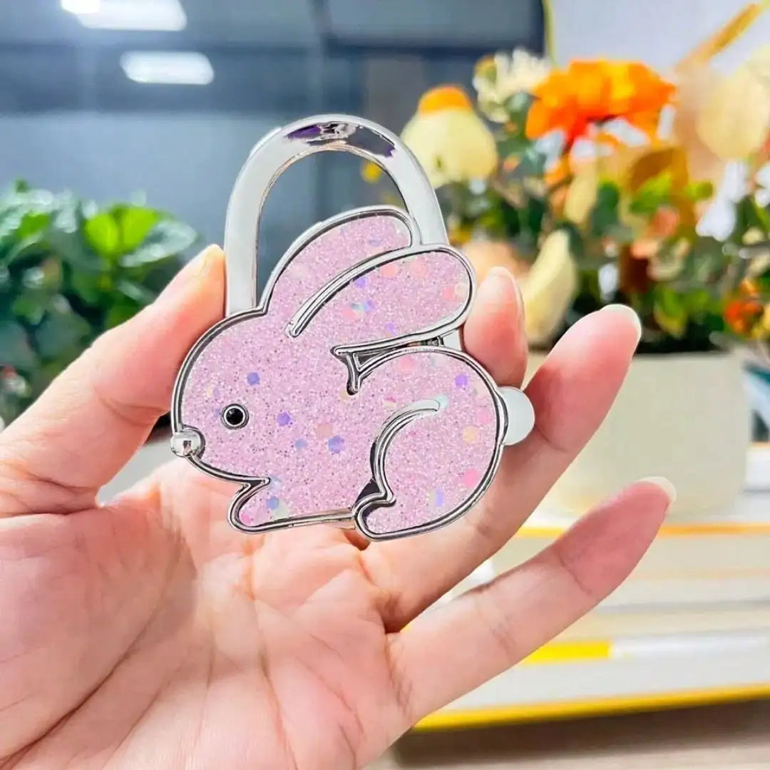 Novuxy® Rabbit Shaped Folding Hanging Hook, Desk Edge Bag Hanger, Rabbit Bag Hanger & Key Hook