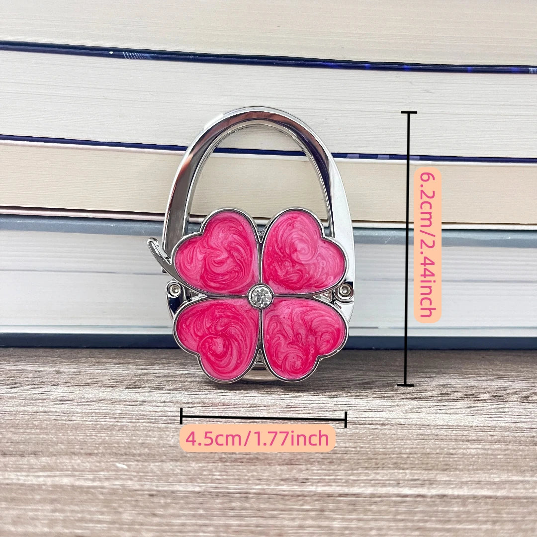 Novuxy® Clover Design Foldable Handbag Hanger Folding Purse Table Hook Holder