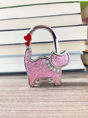 Novuxy® Cat Pattern Portable Folding Bag Hanger Handbag Hook Holder Table Hook Crystal Alloy Purse Bag Holder