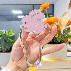 Novuxy® Rabbit Shaped Folding Hanging Hook, Desk Edge Bag Hanger, Rabbit Bag Hanger & Key Hook
