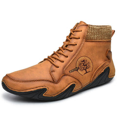 Novuxy® Men's Handmade Soft Slip Resistant Lace Up Leather Ankle Boots