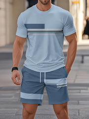 Summer 3D Printed Men'S Breathable And Comfortable Outdoor Casual Short-Sleeve T-Shirt And Shorts Adult Set