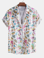 Mushroom Print Button Up Shirt