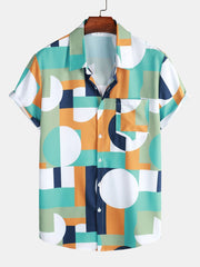 Geometry Print Button Up Shirt