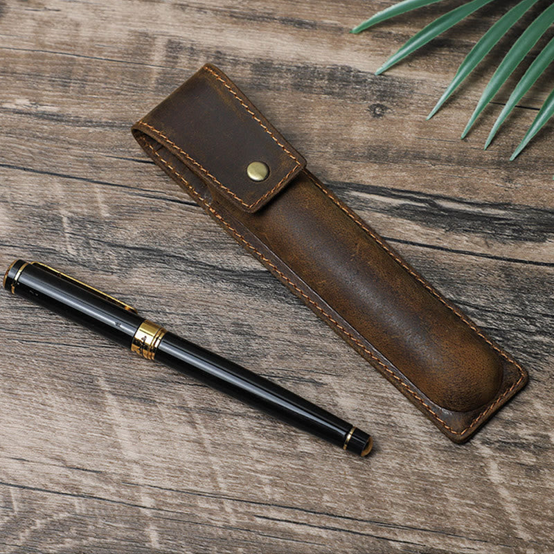 Handmade Genuine Leather Pencil Case Business Retro Creative Leather Notebook Pencil Case