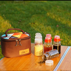 Mini Outdoor Camping BBQ Spice Bottle Set Storage Bag