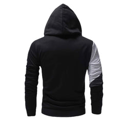 Men's Color Block Hoodie Lapel Long Sleeve Sweatshirt Contrast Color Casual Cotton Coat