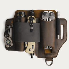 Multitool Men's Leather Sheath with Keychain Outdoor Camping EDC Belt