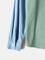 Two-tone Corduroy Lapel Contrasting Long-sleeved Overshirt